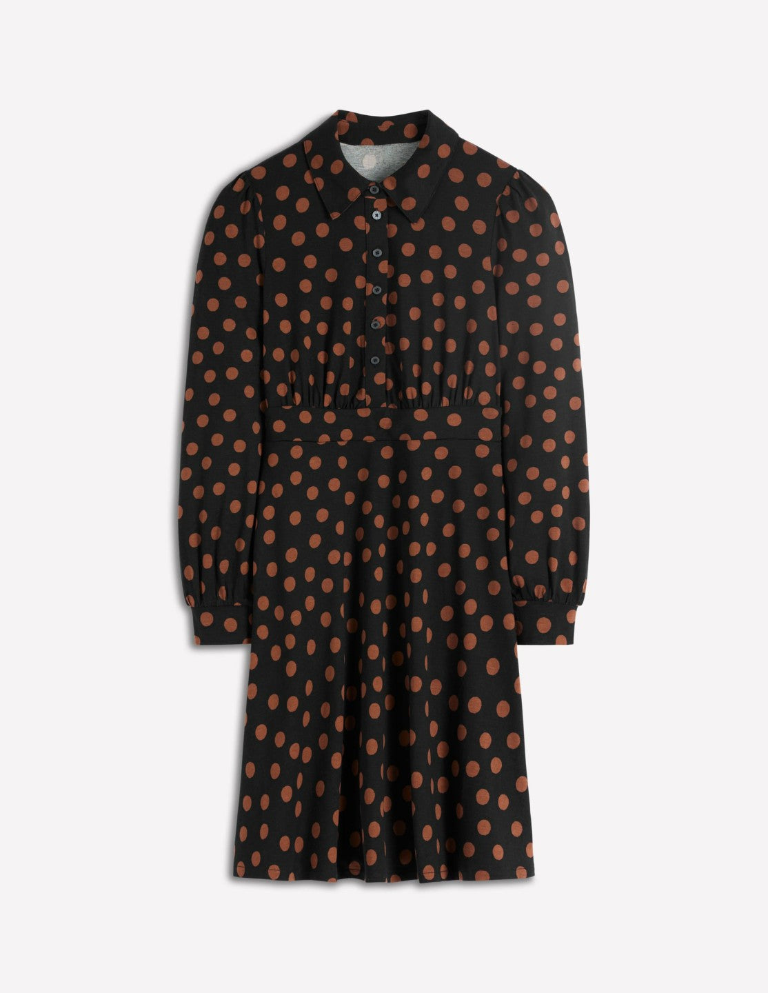 Orla Short Jersey Shirt Dress-Russet, Painted Dot / Boden Sale