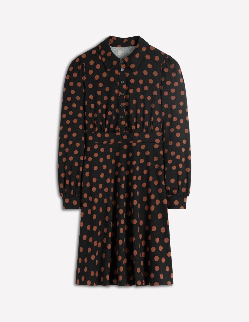 Orla Short Jersey Shirt Dress-Russet, Painted Dot / Boden Sale