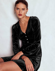 Jocelyn Short Velvet Dress-Black / Boden Online