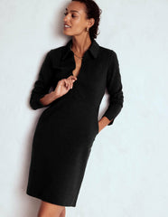 Cam Zip-up Ottoman Dress-Black / Boden On sale
