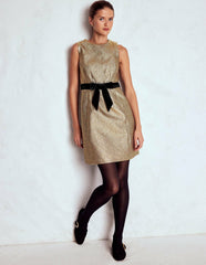 Gold Metallic Shift Dress-Gold Metallic / Boden
