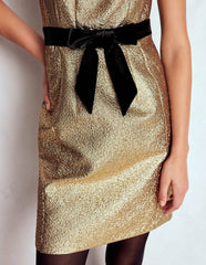 Gold Metallic Shift Dress-Gold Metallic / Boden