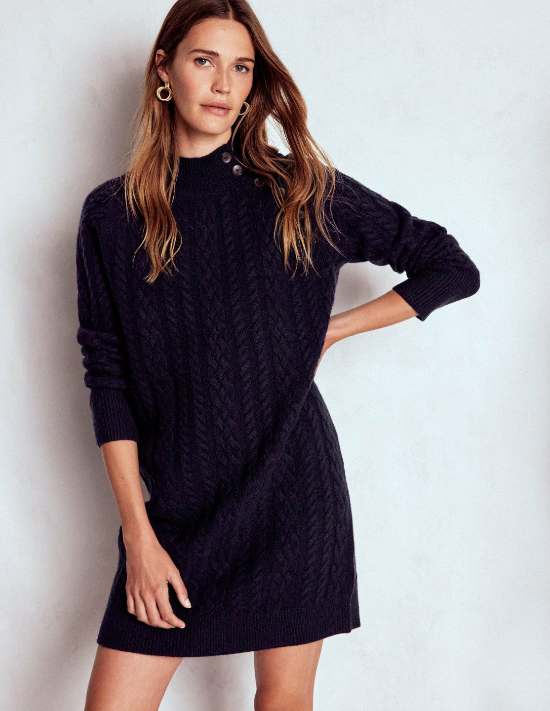 Amara Short Cable Dress-Navy / Boden Sale