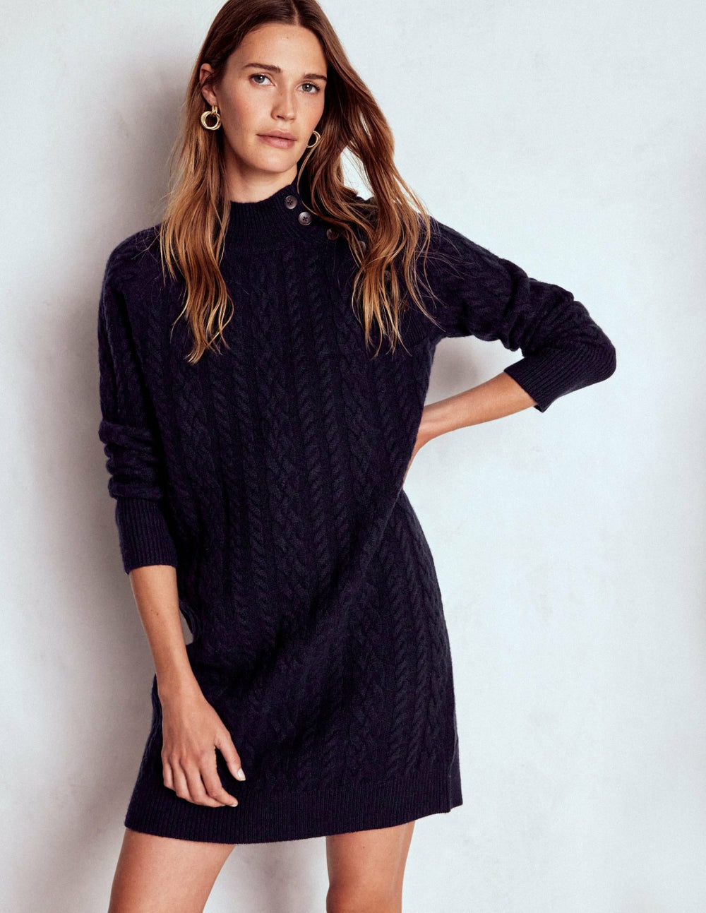 Amara Short Cable Dress-Navy / Boden Sale
