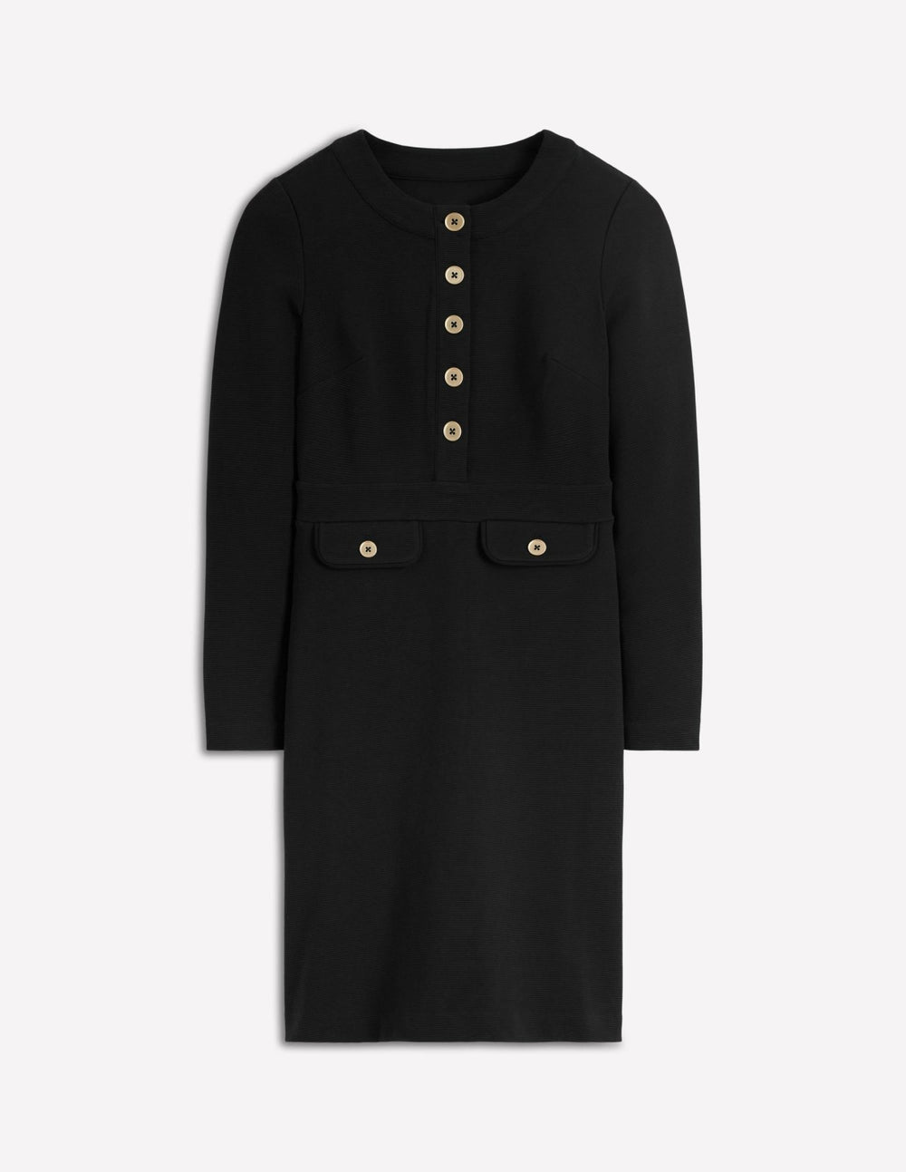 Lavinia Button Shift Dress-Black / Boden Outlet