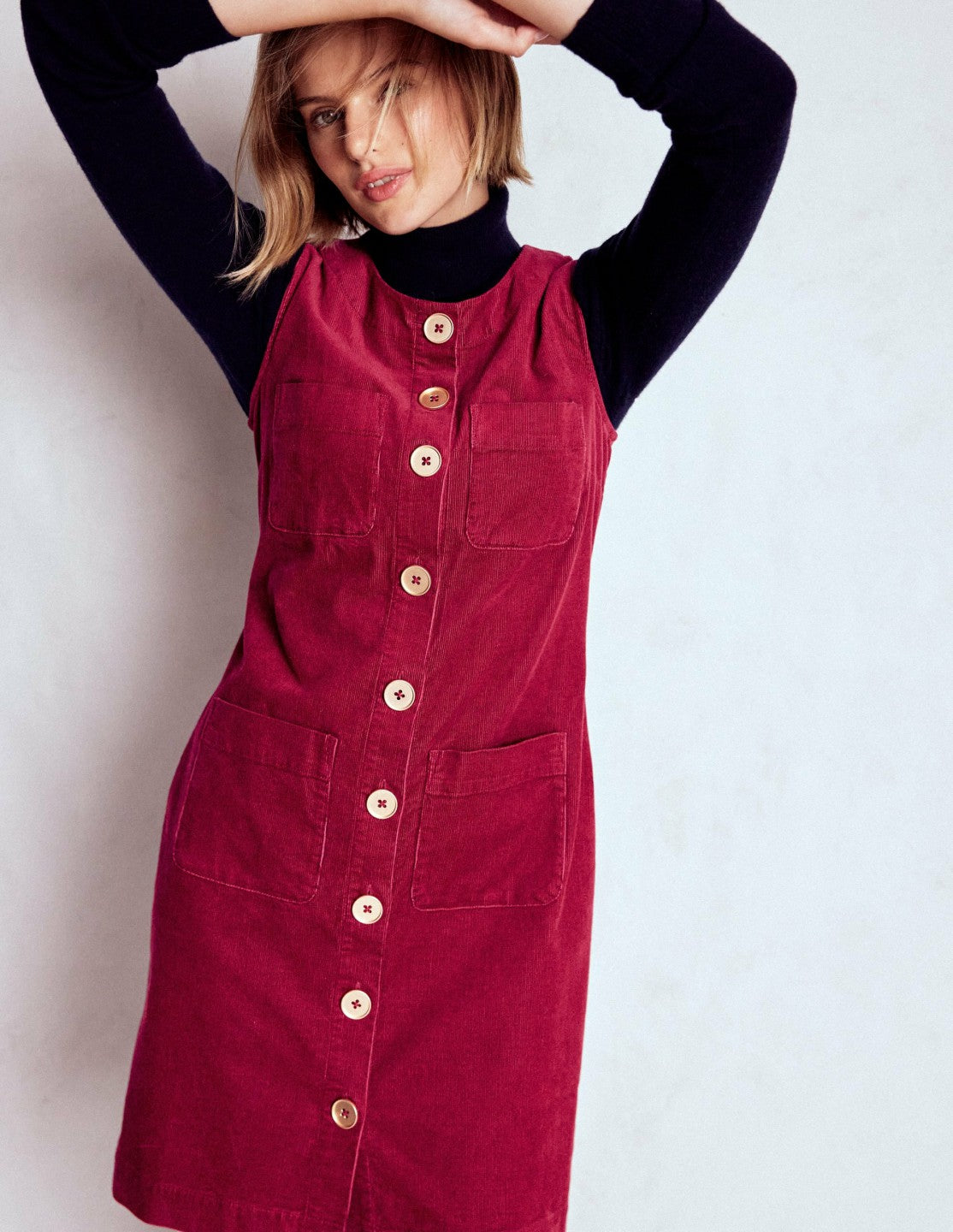 Evelyn Cord Shift Dress-Burgundy Red / Boden Discount