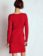 Tiana Tie Front Knitted Dress-Merida Red / Boden us