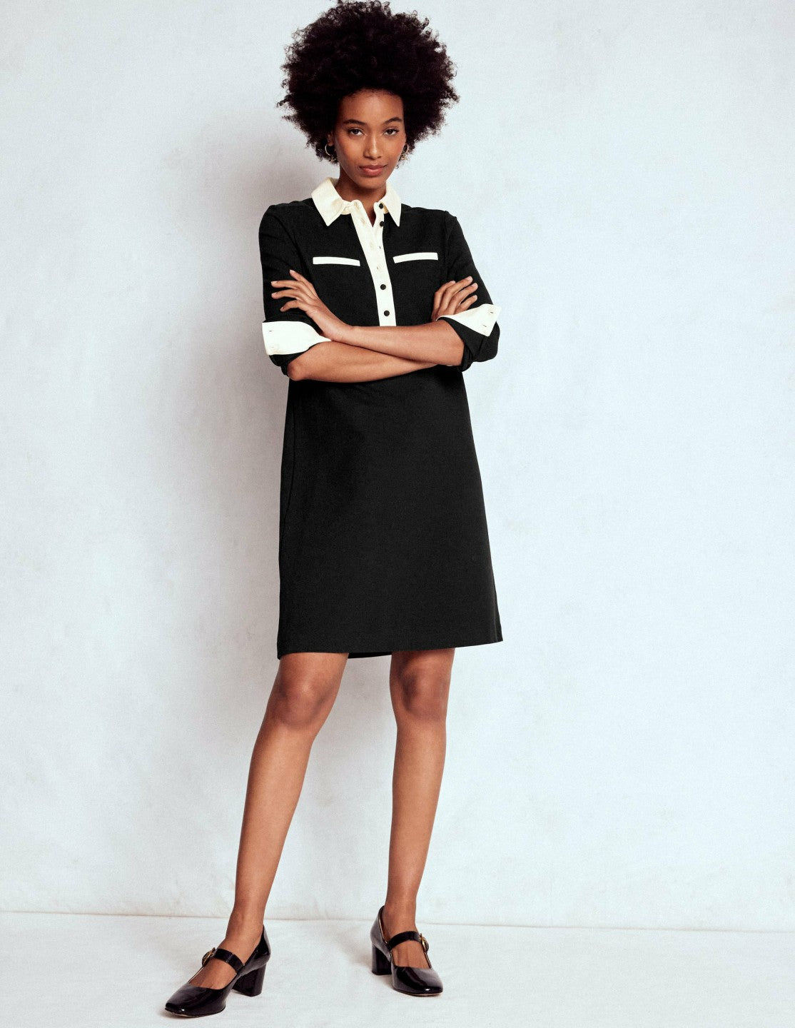 Georgina Ponte Dress-Black & White / Boden Sale