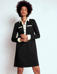 Georgina Ponte Dress-Black & White / Boden Sale