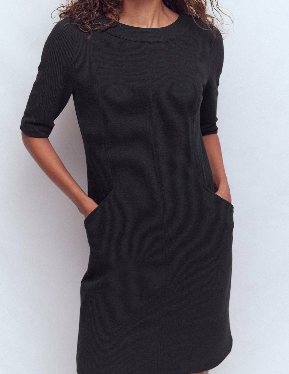 Nessa Ottoman Shift Dress-Black / Boden