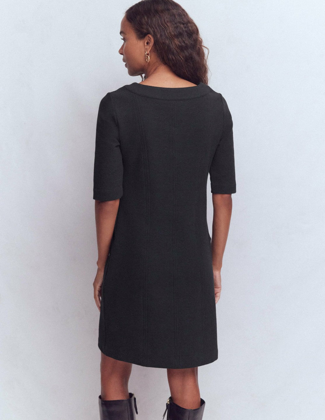 Nessa Ottoman Shift Dress-Black / Boden
