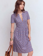 Naomi Short Sleeve Dress-Purple Thistle, Flower Lattice / Boden Online