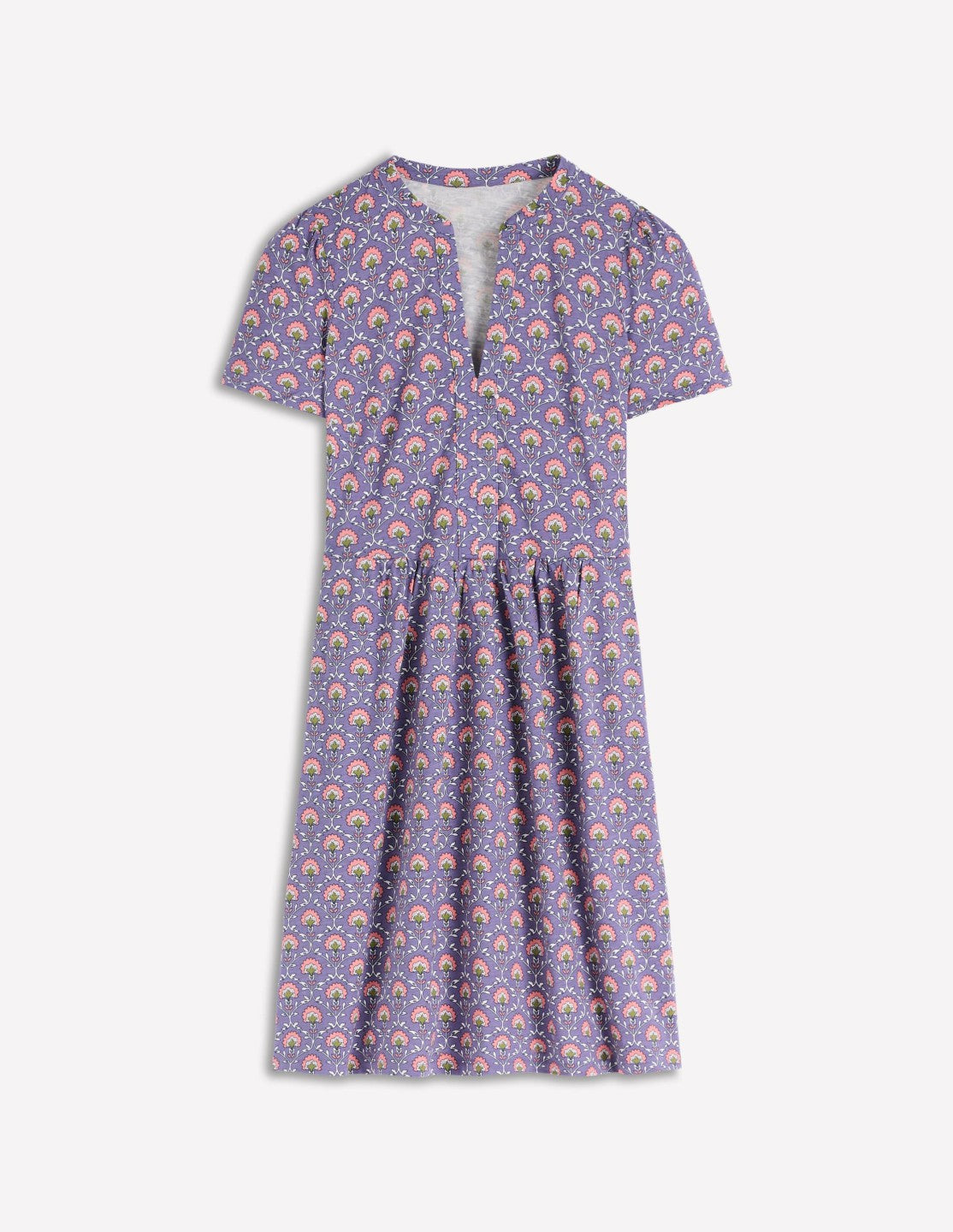 Naomi Short Sleeve Dress-Purple Thistle, Flower Lattice / Boden Online