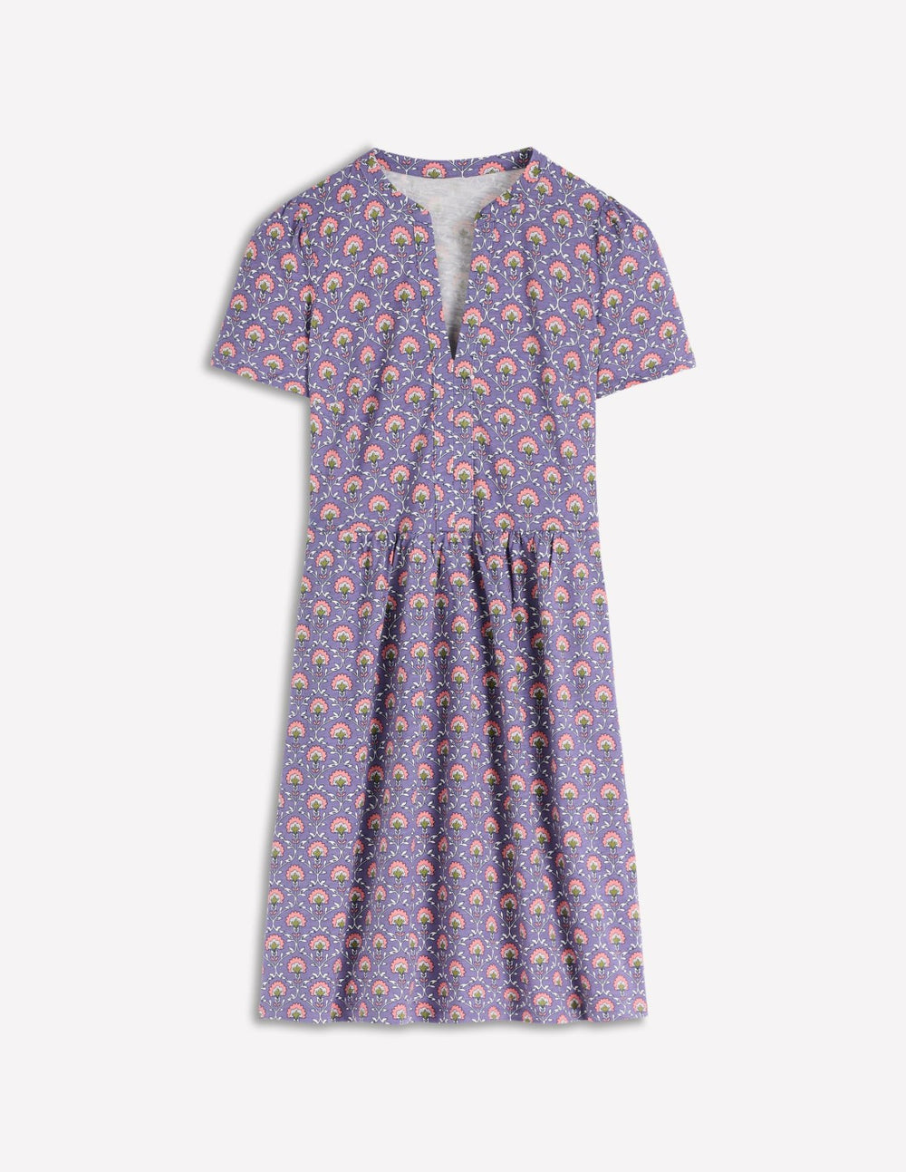 Naomi Short Sleeve Dress-Purple Thistle, Flower Lattice / Boden Online