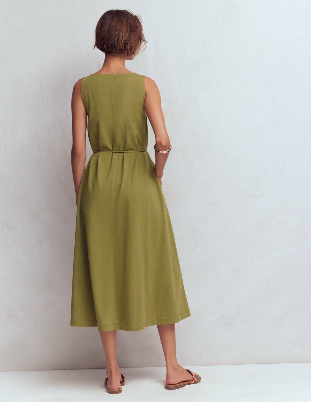 Mia V-neck Jersey Midi Dress-Olive / Boden us