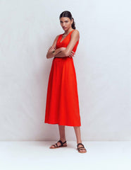 Mia V-neck Jersey Midi Dress-Firecracker Red / Boden Sale