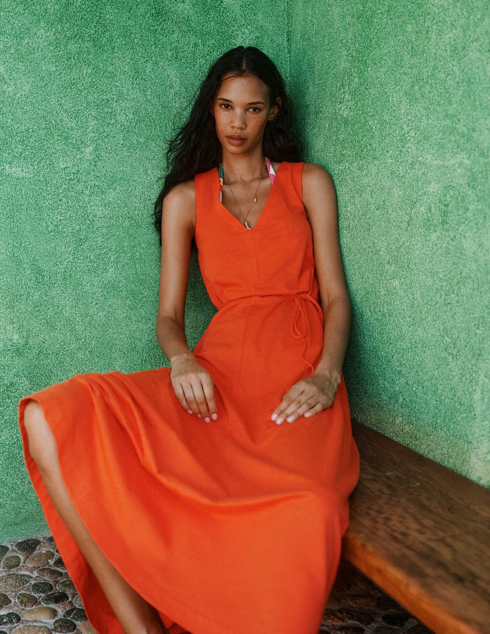 Mia V-neck Jersey Midi Dress-Firecracker Red / Boden Sale