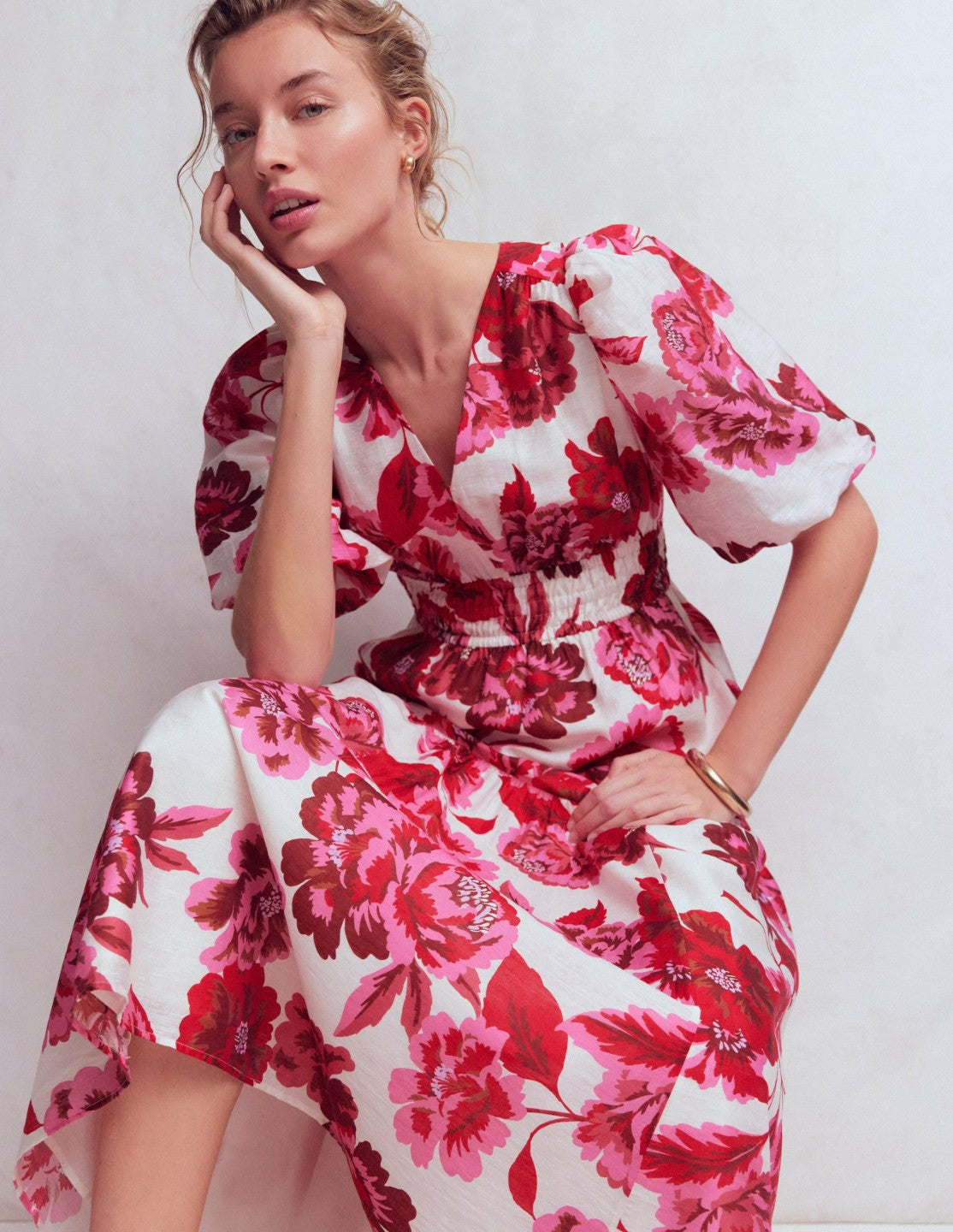Irene Occasion Dress-Pink Opulent Blossom / Boden Sale