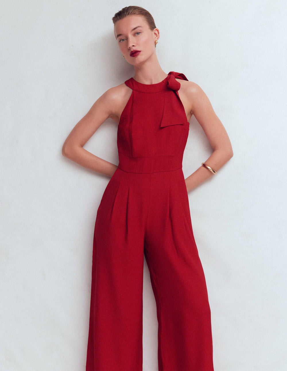 Tie Halter Neck Jumpsuit-Rich Chestnut / Boden Online