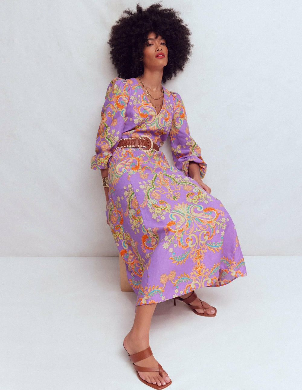 Florence Linen Blend Dress-Multi Enchanting Bouquet / Boden Discount