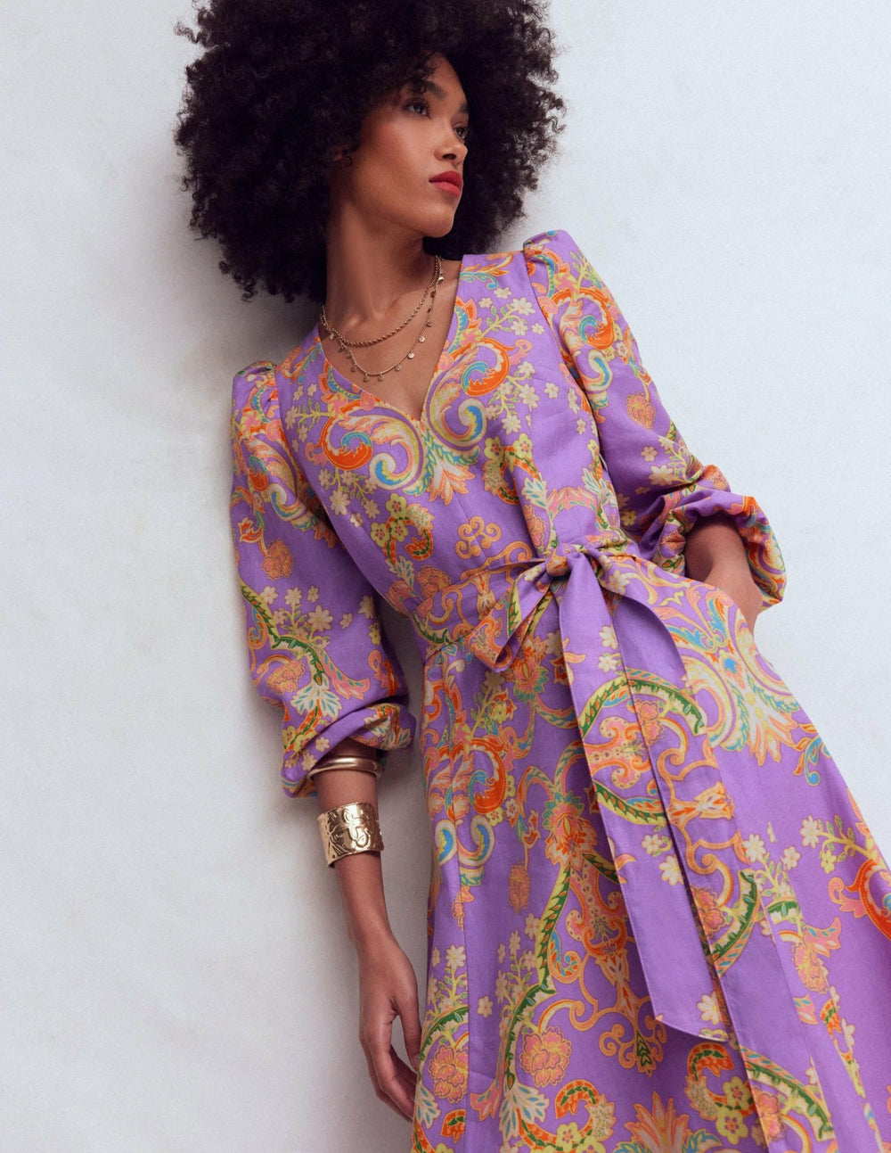Florence Linen Blend Dress-Multi Enchanting Bouquet / Boden Discount