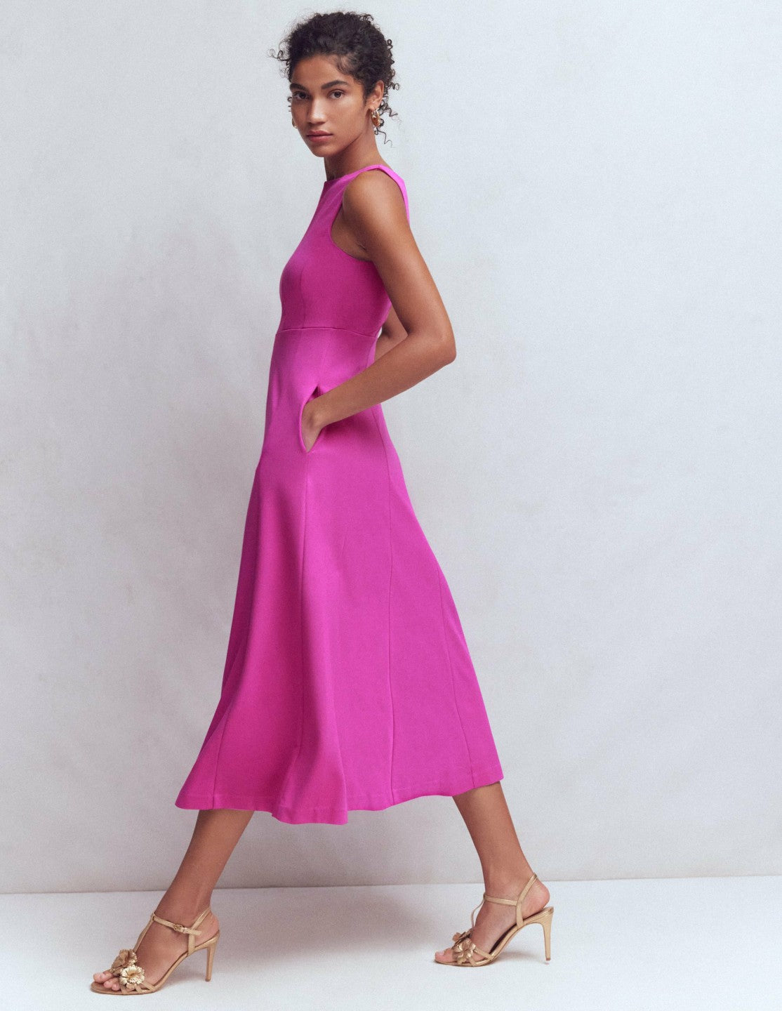 Sleeveless Ponte Midi Dress-Passion Flower / Boden Sale