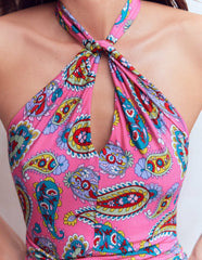 Sydney Twist Neck Jersey Dress-Pink Paisley / Boden Online