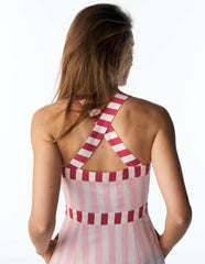 Cross-back Linen Blend Dress-Orchid Pink Stripe / Boden Discount