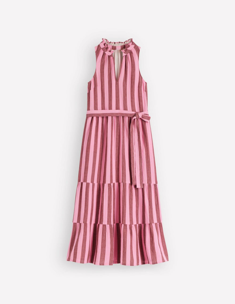 Viv Double Cloth Maxi Dress-Brown Pink Stripe / Boden us