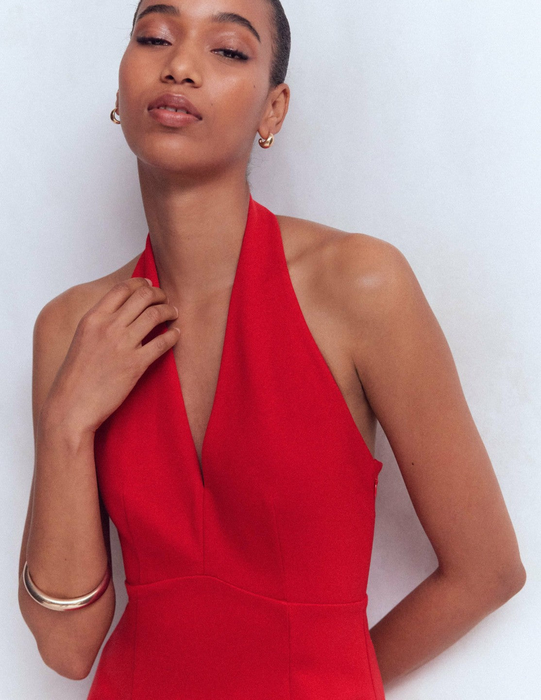 Halter Neck Jersey Maxi Dress-Red / Boden