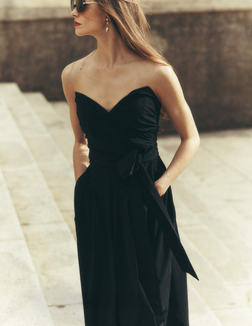 Strapless Taffeta Dress-Black / Boden us