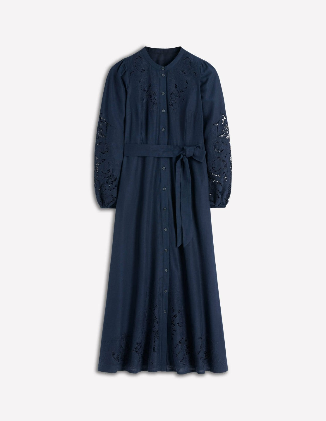 Mae Linen Blend Shirt Dress-Navy / Boden Outlet