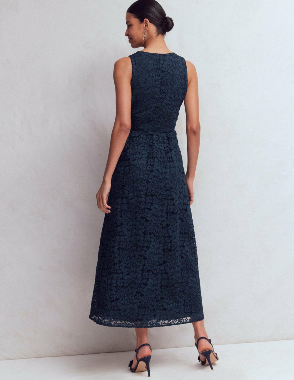 Lace Plunge Neck Panel Dress-Navy / Boden Discount