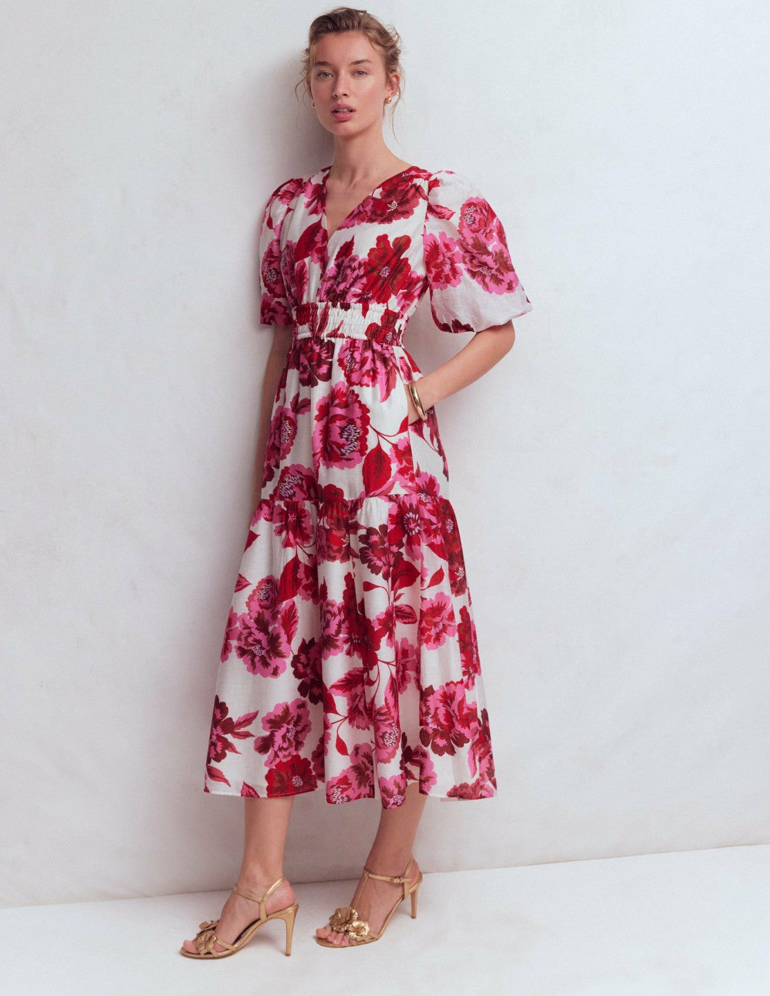 Irene Occasion Dress-Pink Opulent Blossom / Boden Sale