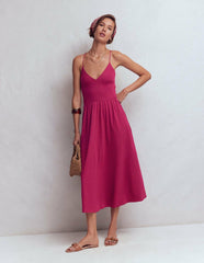 Cross Back Jersey Dress-Beet Red / Boden On sale