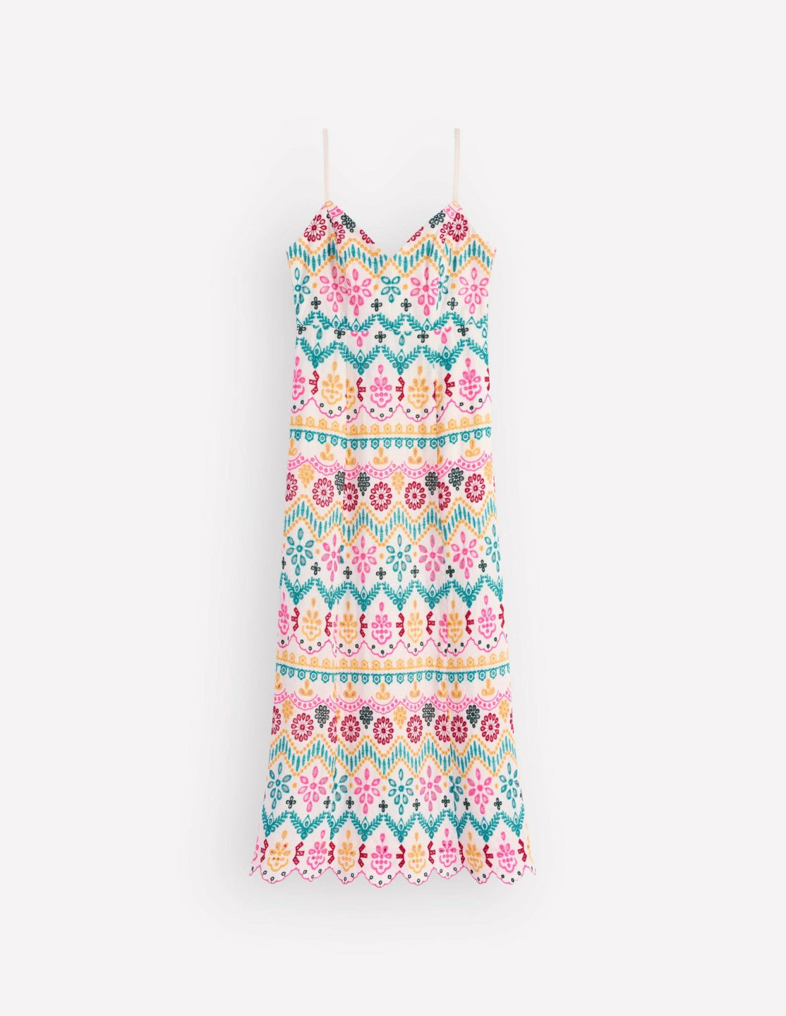 Empire Linen Broderie Dress-Multi Broderie / Boden