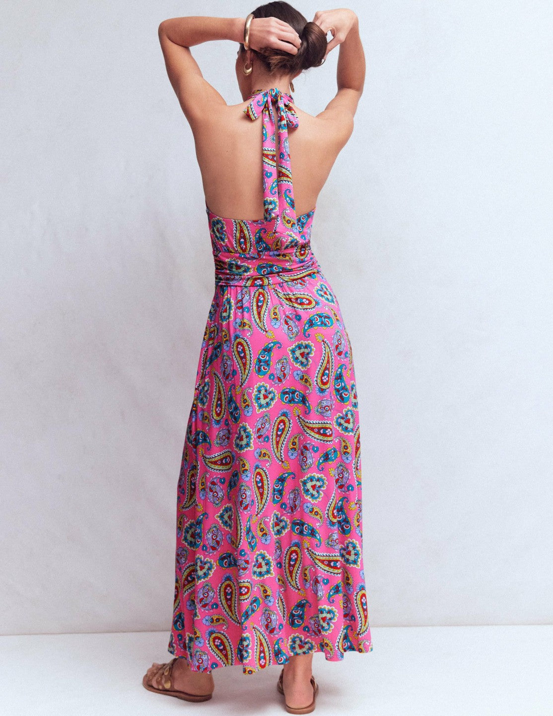 Sydney Twist Neck Jersey Dress-Pink Paisley / Boden Online