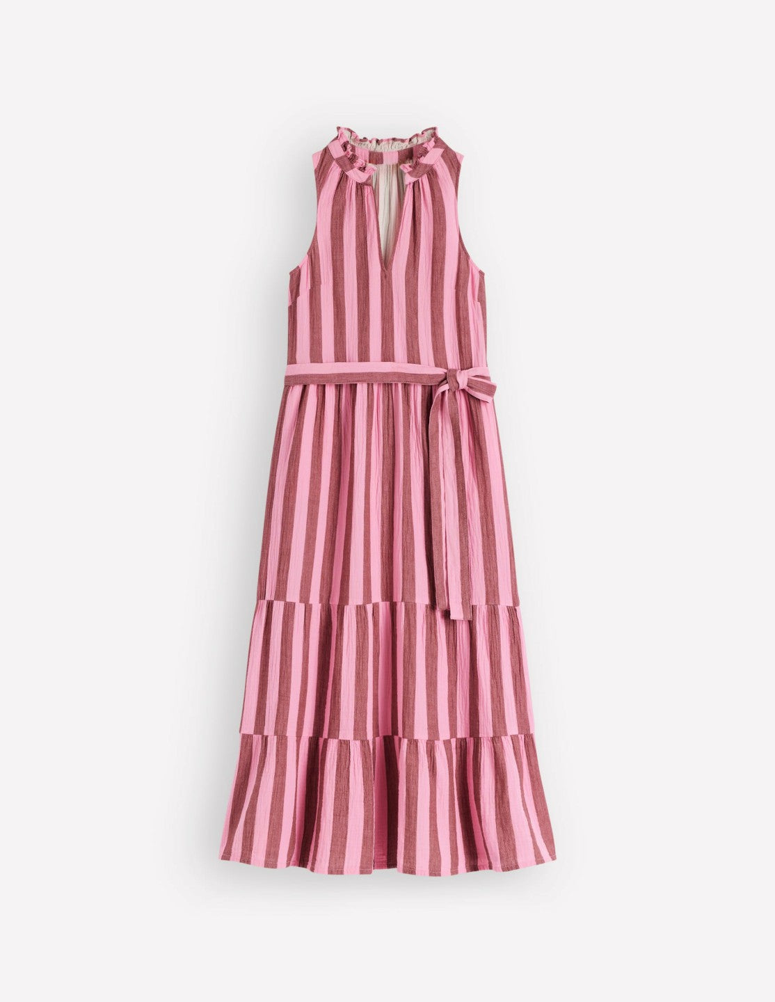 Viv Double Cloth Maxi Dress-Brown Pink Stripe / Boden us