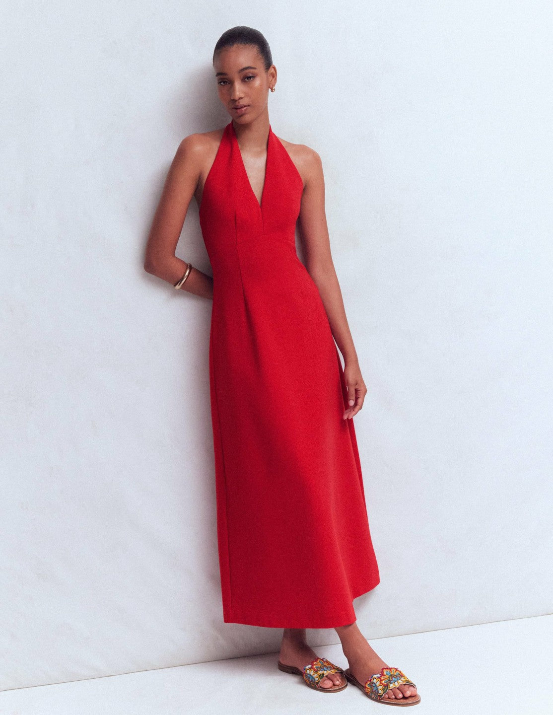 Halter Neck Jersey Maxi Dress-Red / Boden