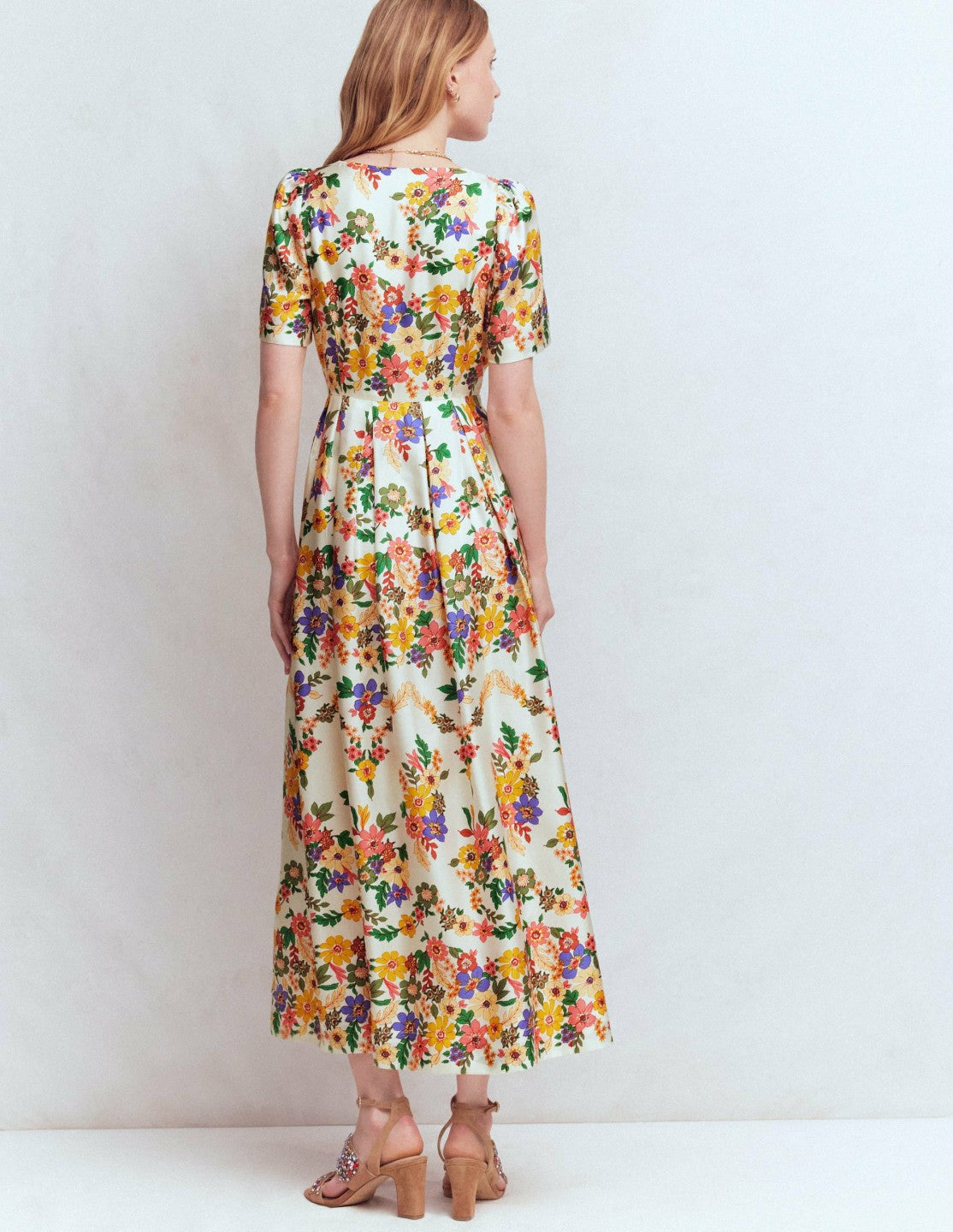 Pleat V-neck Dress-Multi Meadow Flowers / Boden Sale