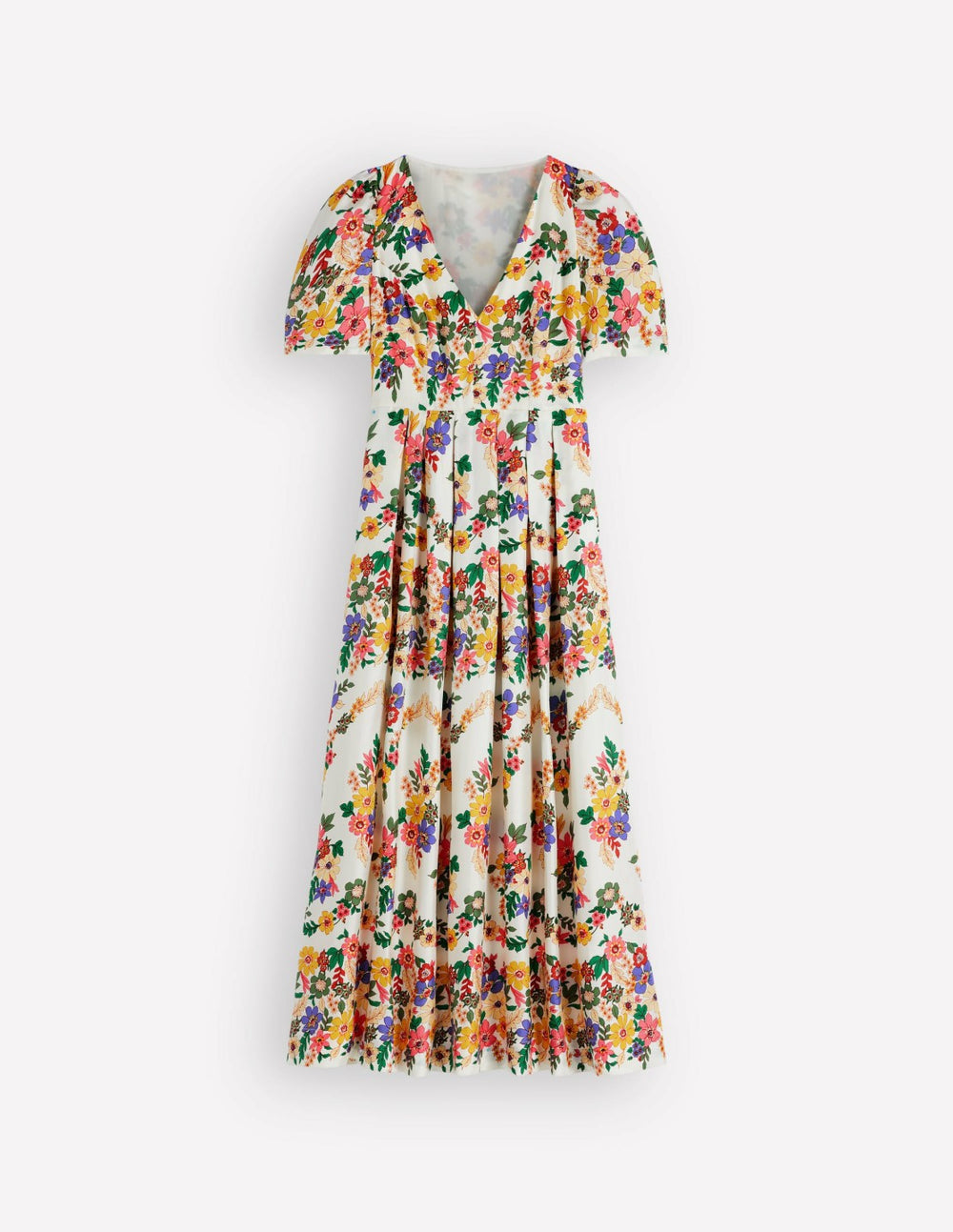 Pleat V-neck Dress-Multi Meadow Flowers / Boden Sale