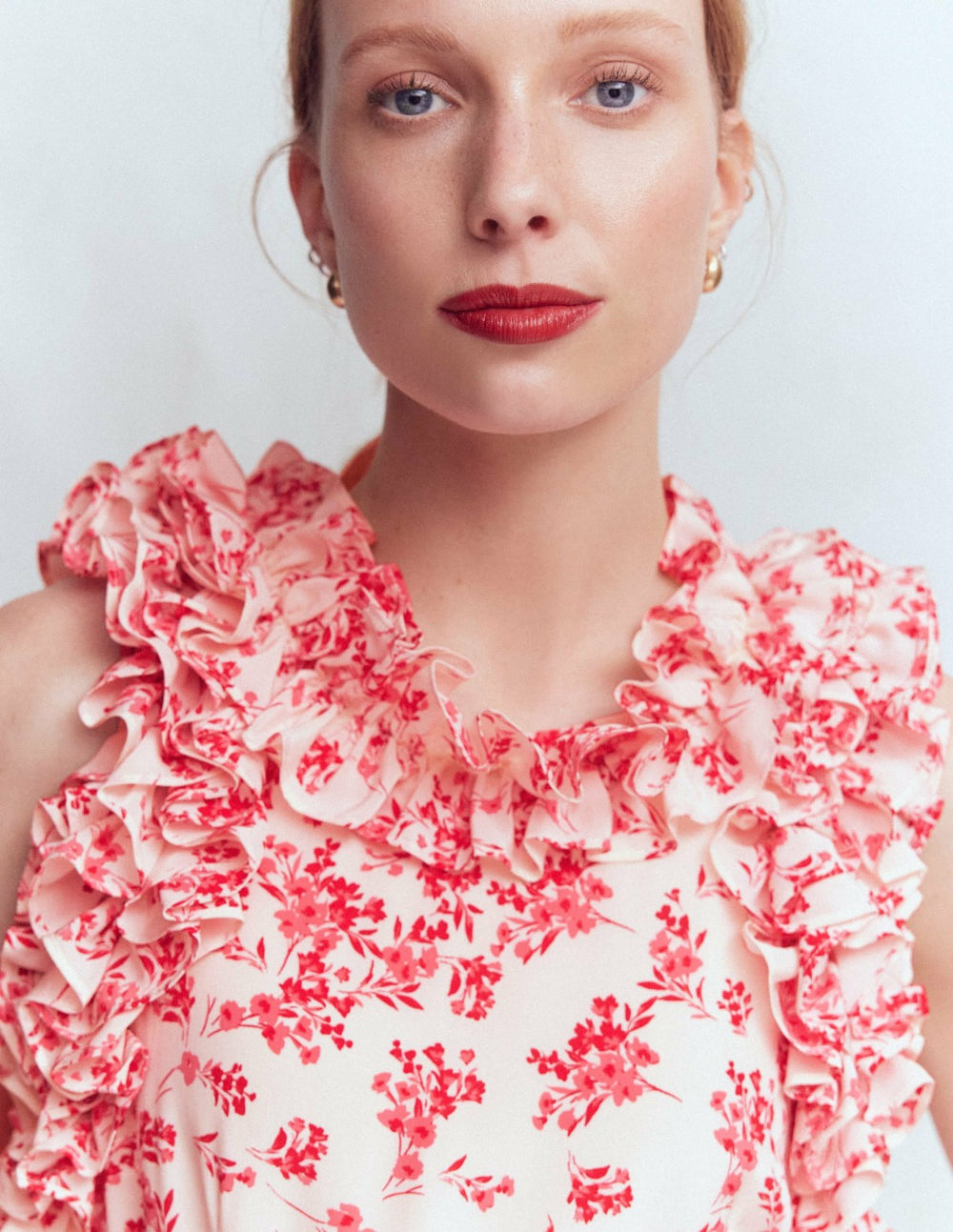 Ruffle Silk Midi Dress-Pink Bloom Scatter Mono / Boden Outlet