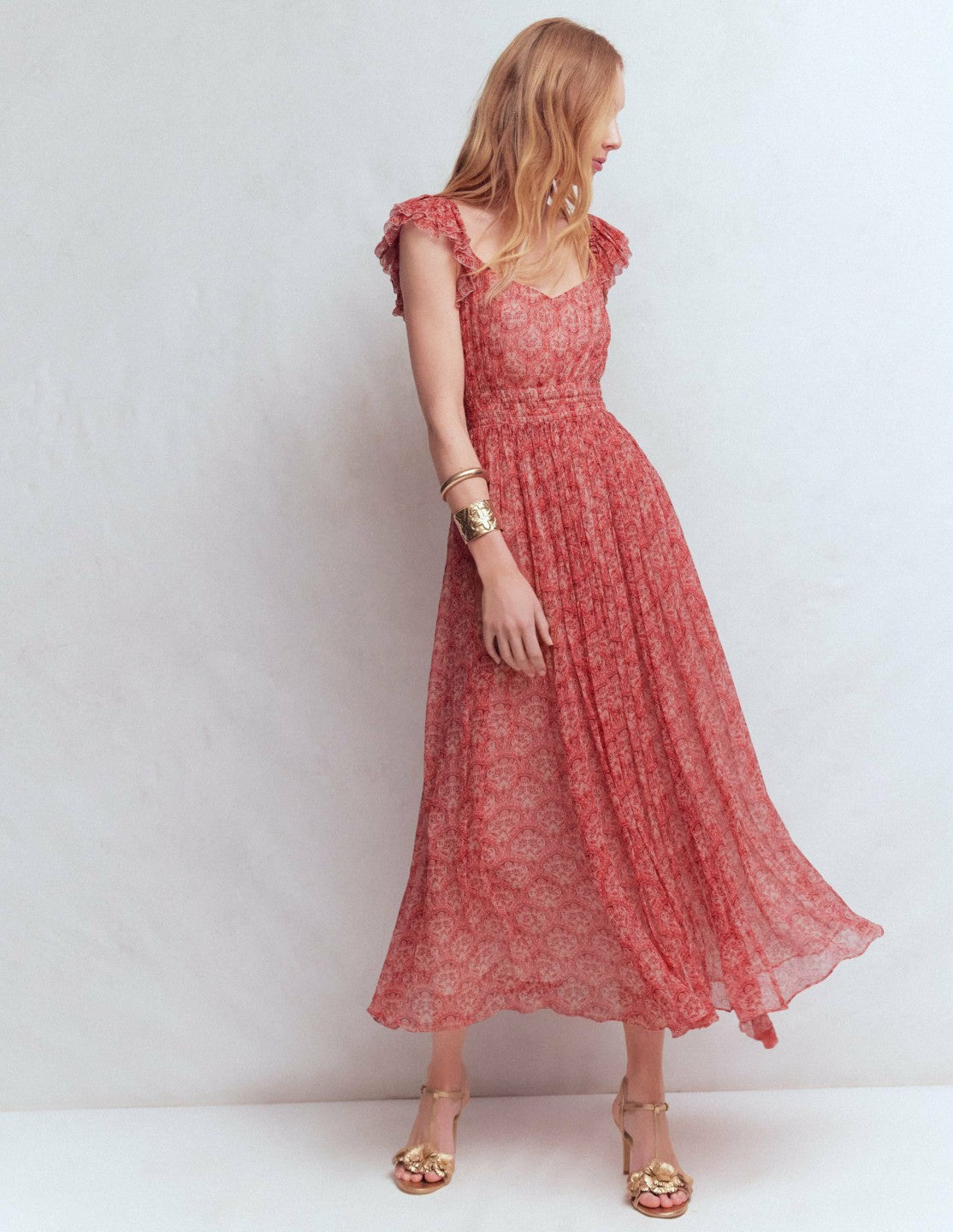 Crinkle Chiffon Maxi Dress-Pink Paradise Gardens / Boden On sale