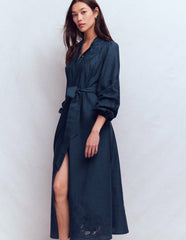 Mae Linen Blend Shirt Dress-Navy / Boden Outlet
