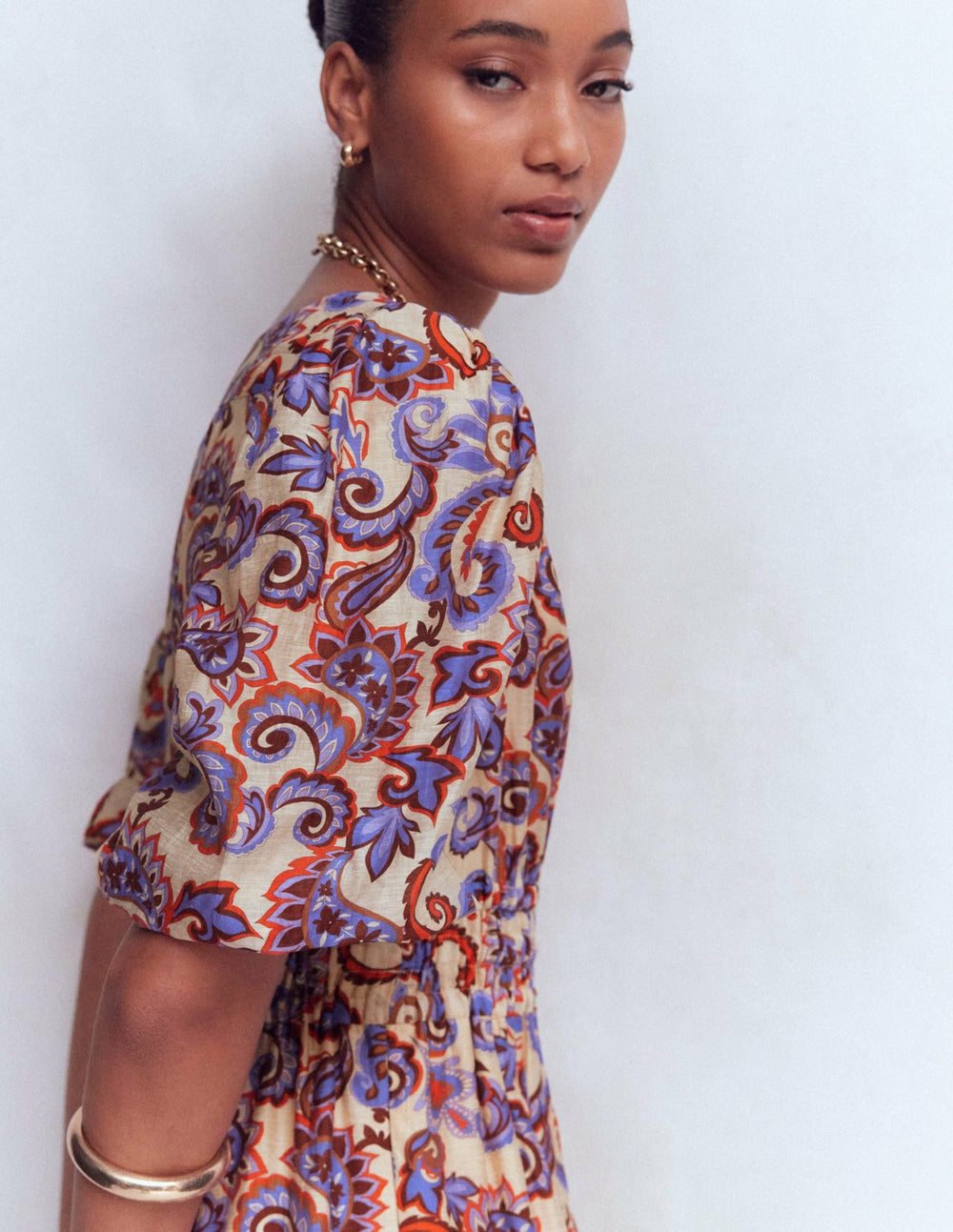 Irene Occasion Dress-Almond Milk, Paisley / Boden Sale