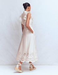 Ruffle Bodice Shirt Dress-White Broderie Trim / Boden On sale