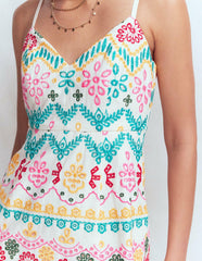 Empire Linen Broderie Dress-Multi Broderie / Boden us