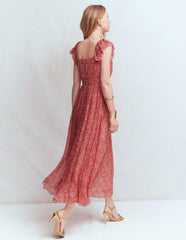 Crinkle Chiffon Maxi Dress-Pink Paradise Gardens / Boden Outlet