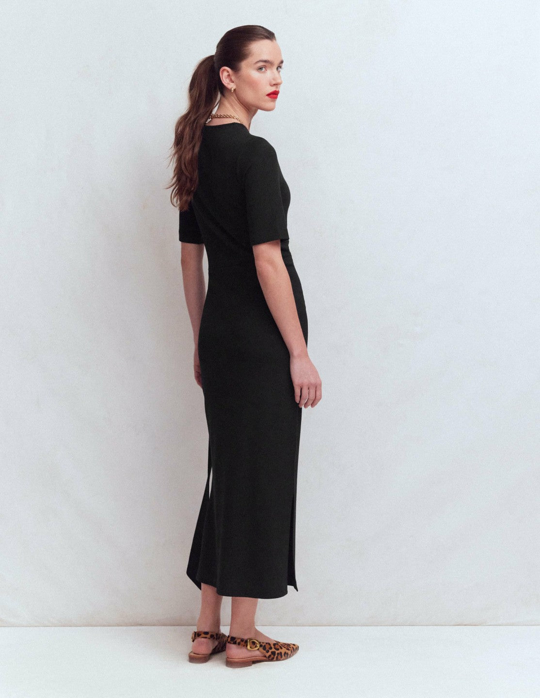 Zinnia Tie Ponte Midi Dress-Black / Boden