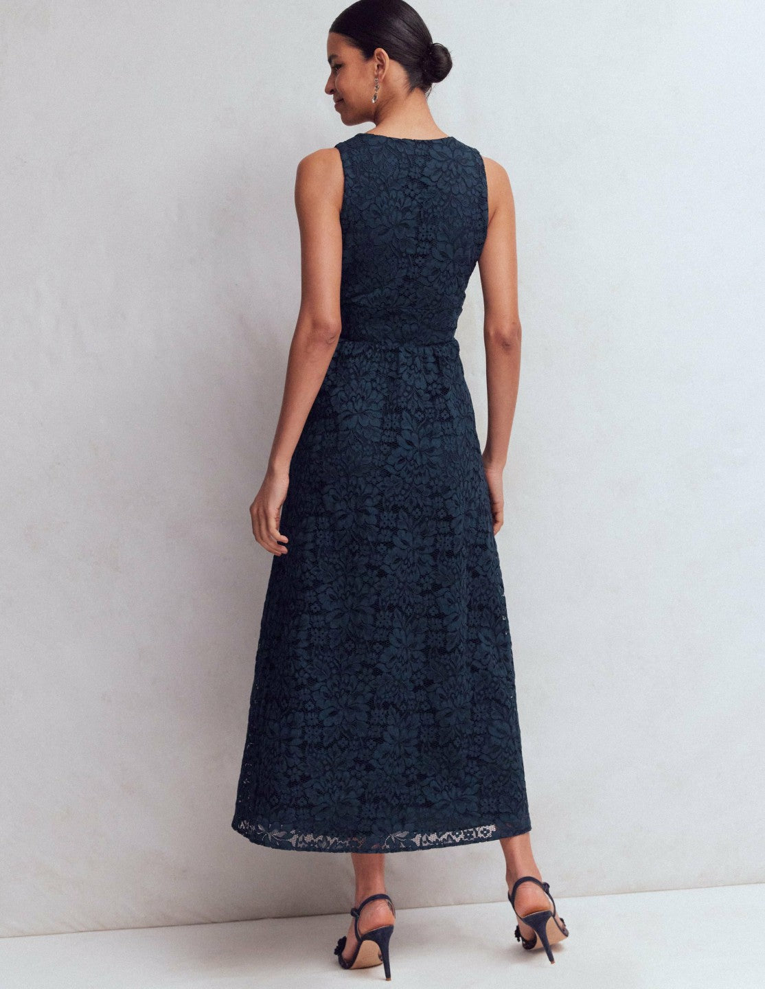 Lace Plunge Neck Panel Dress-Navy / Boden Online